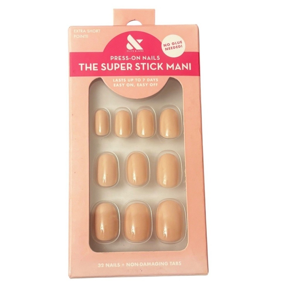 Olive & June The Super Stick Mani Press-On Nails Extra Short Round Tan Nude 32ct